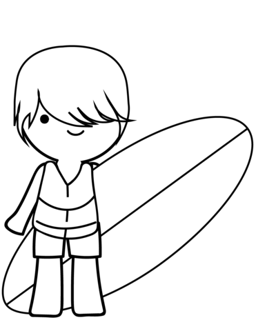 Boy Surfer Coloring Page